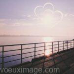 vierge 2 coeurs dans ciel etang aube