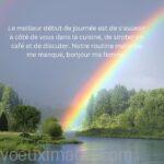 bonjour femme arc en ciel sur foret riviere ciel bleu