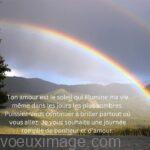 bonjour femme arc en ciel sur les montagnes